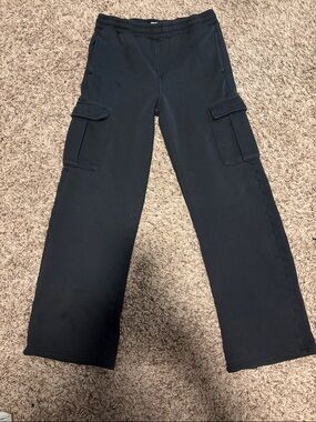 Kids Black Cargo Sweatpants with Side Pockets